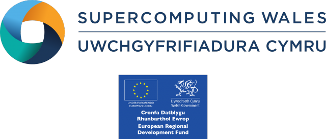 The ERDF and Supercomputing Wales logos